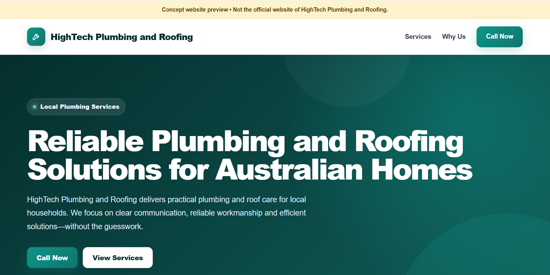Hightech Plumbing and Roofing website concept
